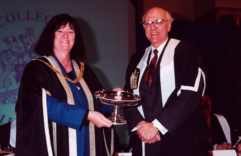 Sir Denis Pereira Gray and Lesley Southgate in ceremony