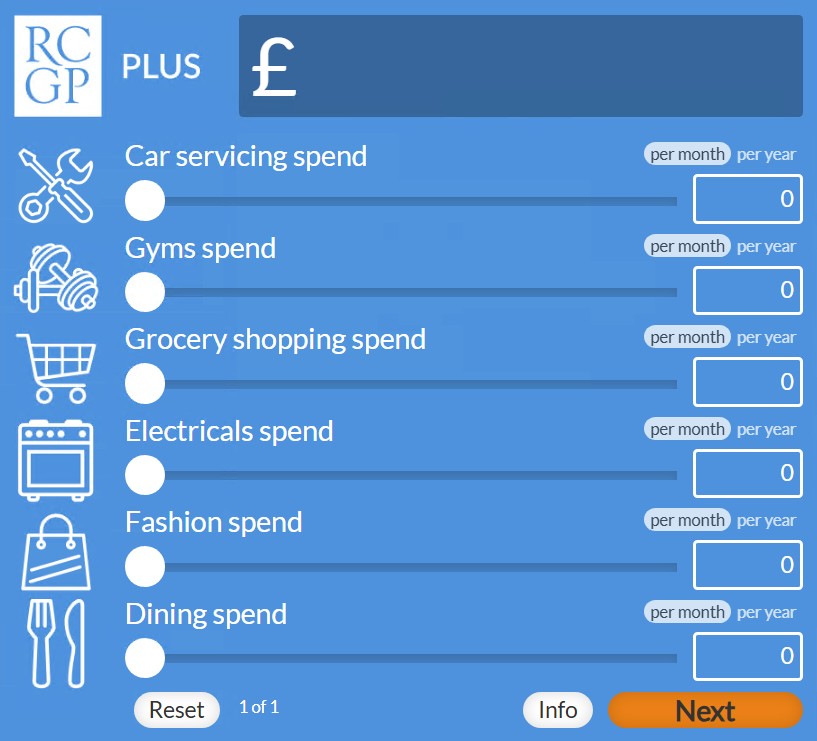 Blue icon of RCGP Plus Savings Calculator