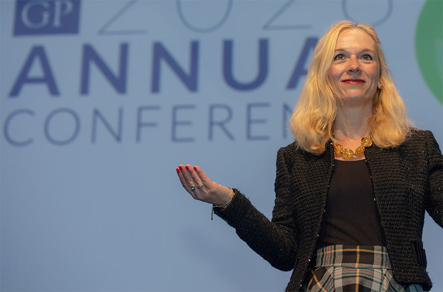 Victoria Tzortziou-Brown speaking at the 2026 Annual Conference