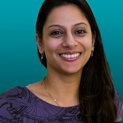 Headshot from the shoulders up of Amrita Sen Mukherjee