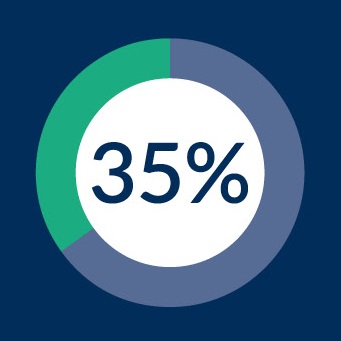 Pie chart demonstrating 35%