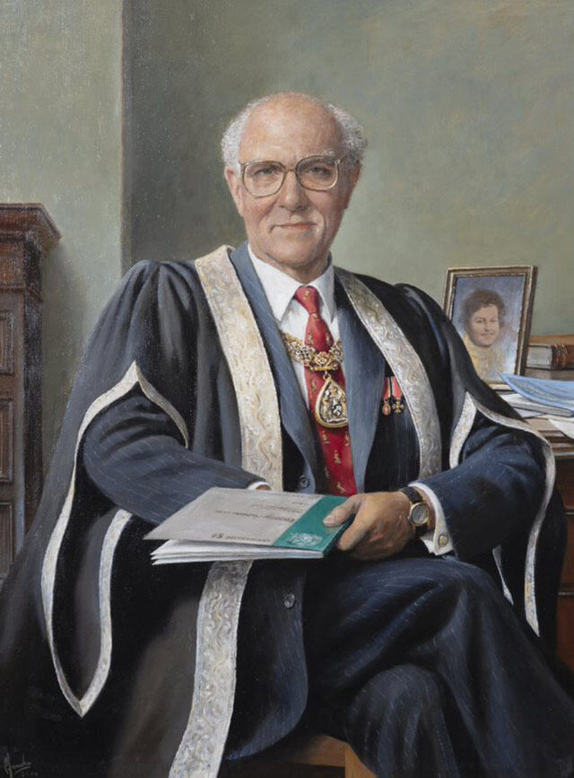 Painting of Sir Denis Pereira Gray in ceremonial robes